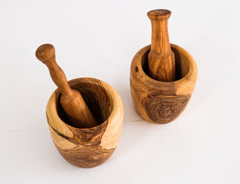 Mortar & Pestle in Olive Wood,wooden Mortar and Pestle, Spice Mortar, Kitchen Mortar, Spice