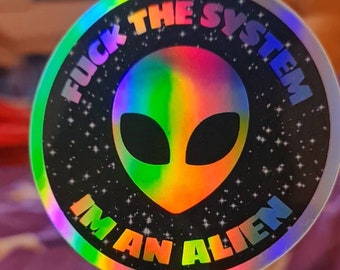 ALIEN HOLOGRAPHIC STICKER - Etsy