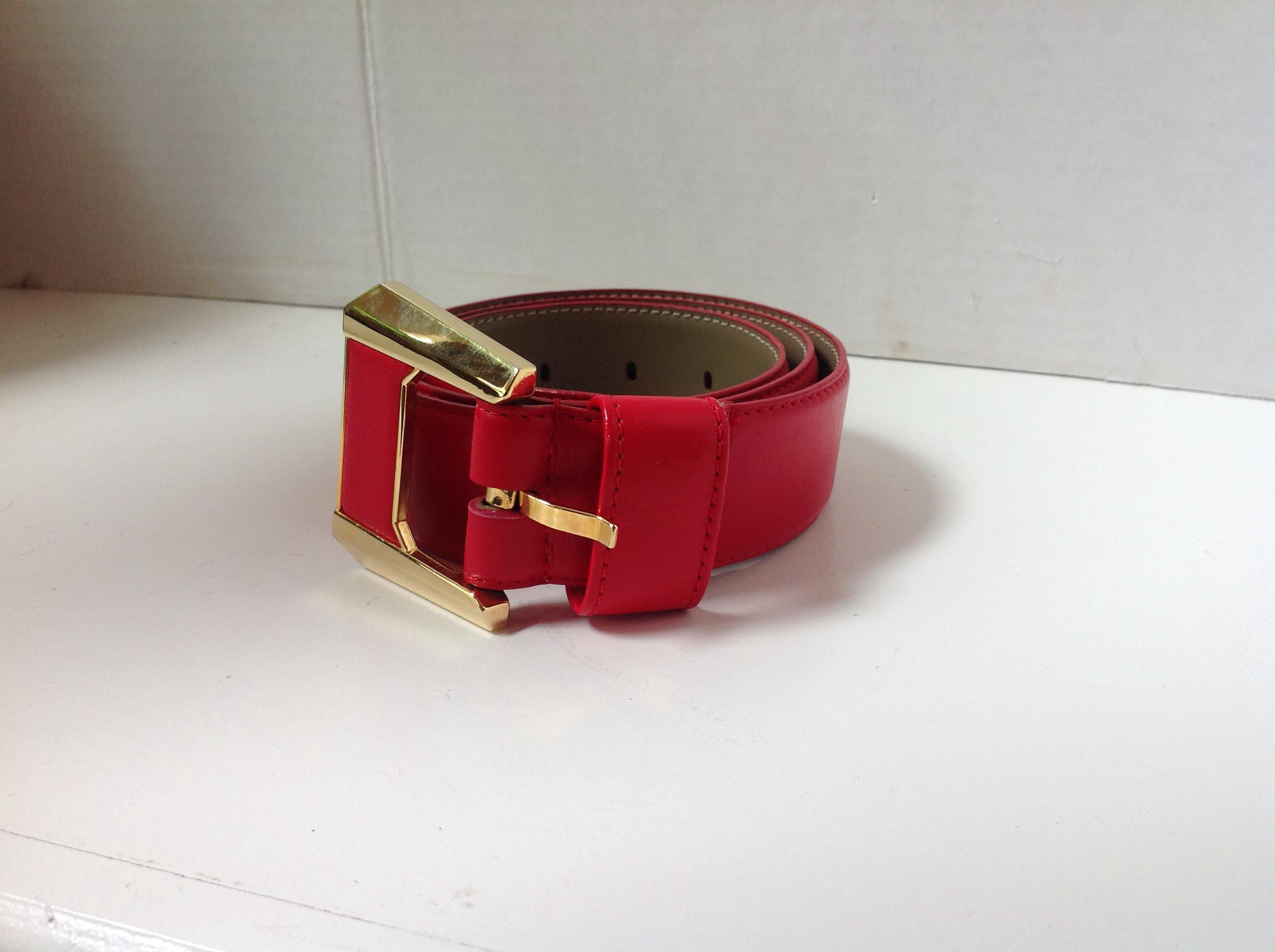 Vintage Liz Claiborne Red Belt Leather Buckle - Etsy display picture 2