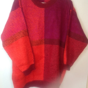vintage Paul Harris Sweater Mohair Pink Orange Rust Colorblock