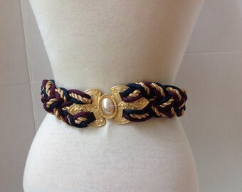 Vintage Chocolate Brown Eel Skin Leather Saddle Wrap Belt - Etsy display picture 3
