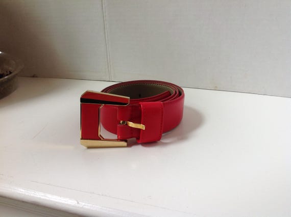 Vintage Liz Claiborne Red Belt Leather Buckle - Etsy Australia display picture 2