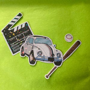 lot de 4 autocollants holographiques petite voiture coccinelle papier recyclé｜Set of 4 holographic stickers coccinelle car recycled paper
