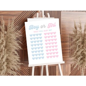 Boy or Girl What Will Baby Be, Sign Your Guess Gender Reveal Sign, Baby Gender Prediction, Pink Blue Hearts, Printable Instant Download