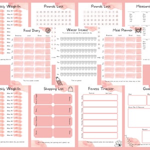 Editable Weight Loss Planner / Digital Fitness Journal / Printable Planner / Self Care Journal / Wellness Planner /  Workout Tracker