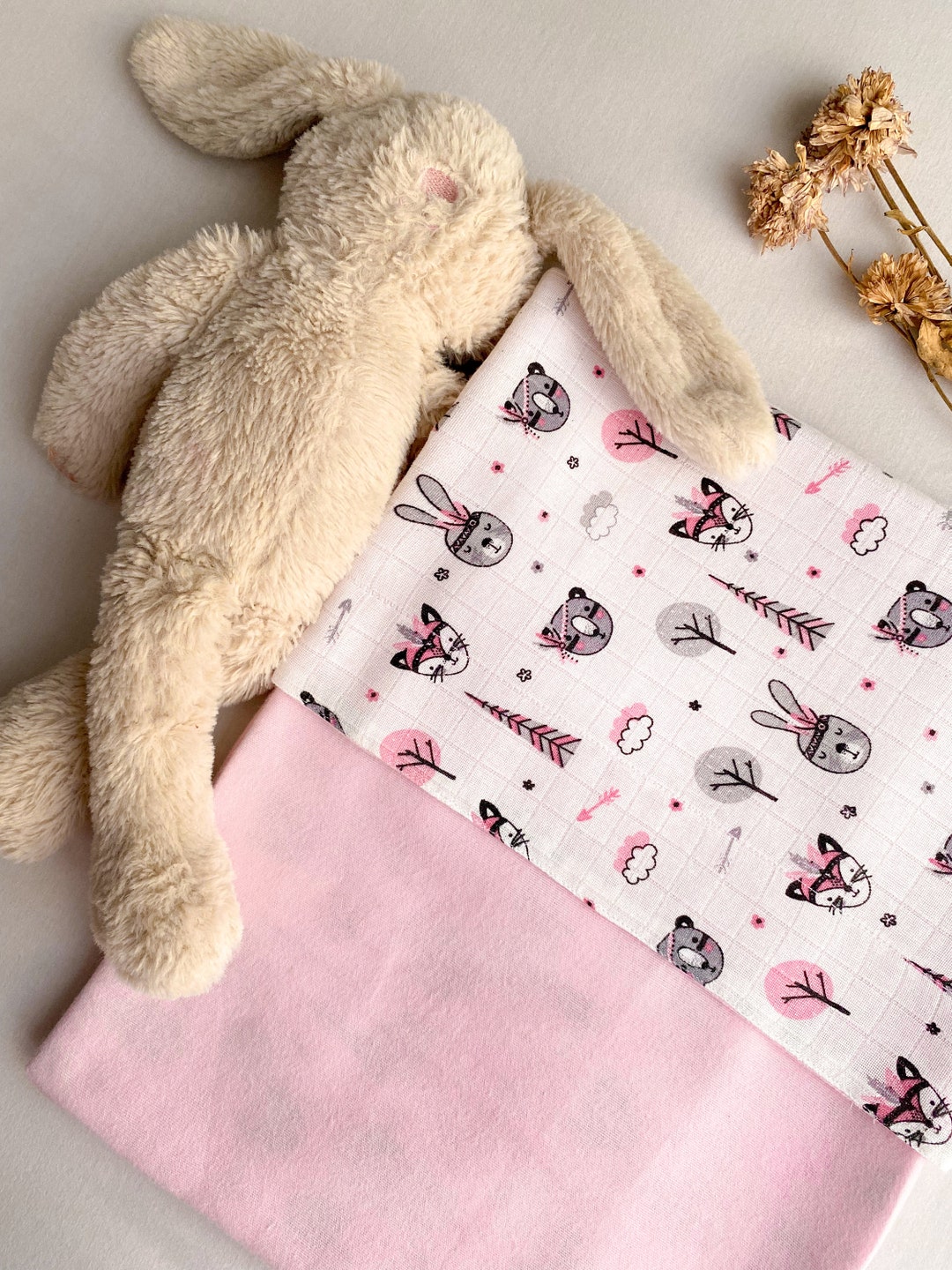 80x95 Cm Pink Cotton Muslin/flannel Double Sided Baby Blanket Etsy