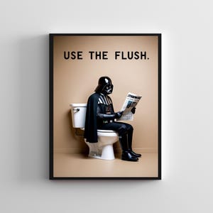 Creative SERIES #55, Starwars wall poster, Starwars  art, Darth vader wall print, Star wars toilet art, Bathroom art toilet, restroom poster