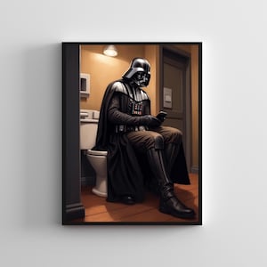 Creative SERIES #64, Starwars wall poster, Starwars artwork, Darth vader wall print, Star wars art, Bathroom art toilet, restroom wall art