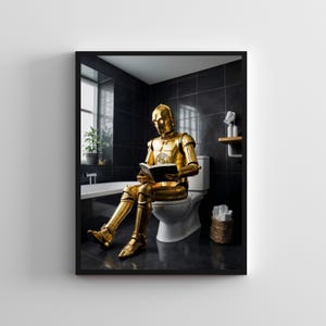SÉRIE créative #116, affiche d'art Starwars, art mural de salle de bain Starwars, impression C-3PO, cadeau affiche C-3PO, décoration StarWars, idées d'affiche de salle de bain