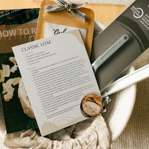 Sourdough Kit for beginners including a FREE dried sourdough starter, banneton, bread lame, jar, and instructions