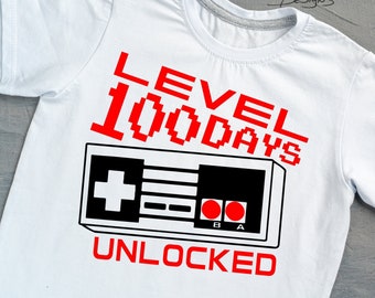 Level 100 Days Unlocked SVG | Gamer School Design (Digital Download)