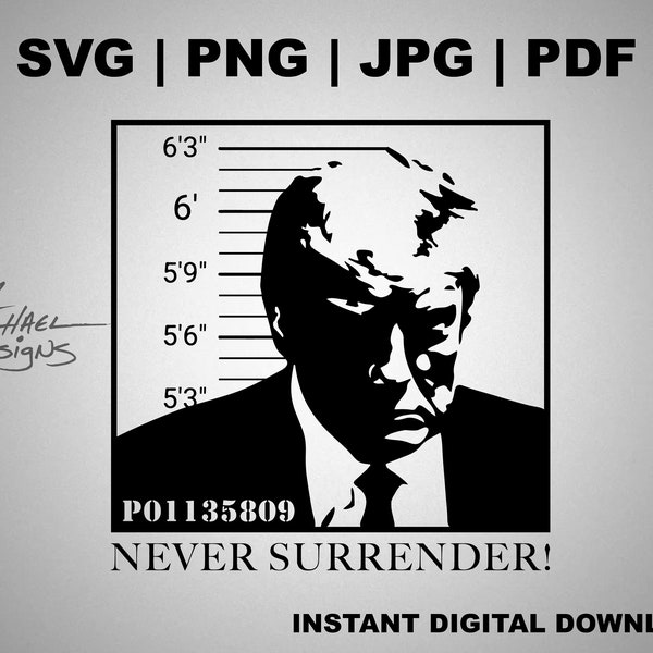 President Donald Trump Mug Shot | Arrested | MAGA | jpg, png, pdf, svg | cricut | instant download | printable | shirt | digital