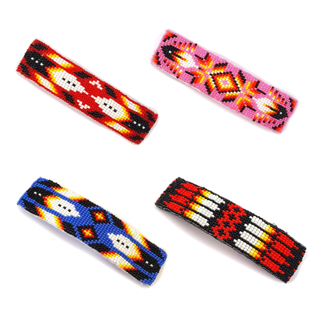 Multicolor Beaded Hair Clips Native American Style Jewelry Etsy