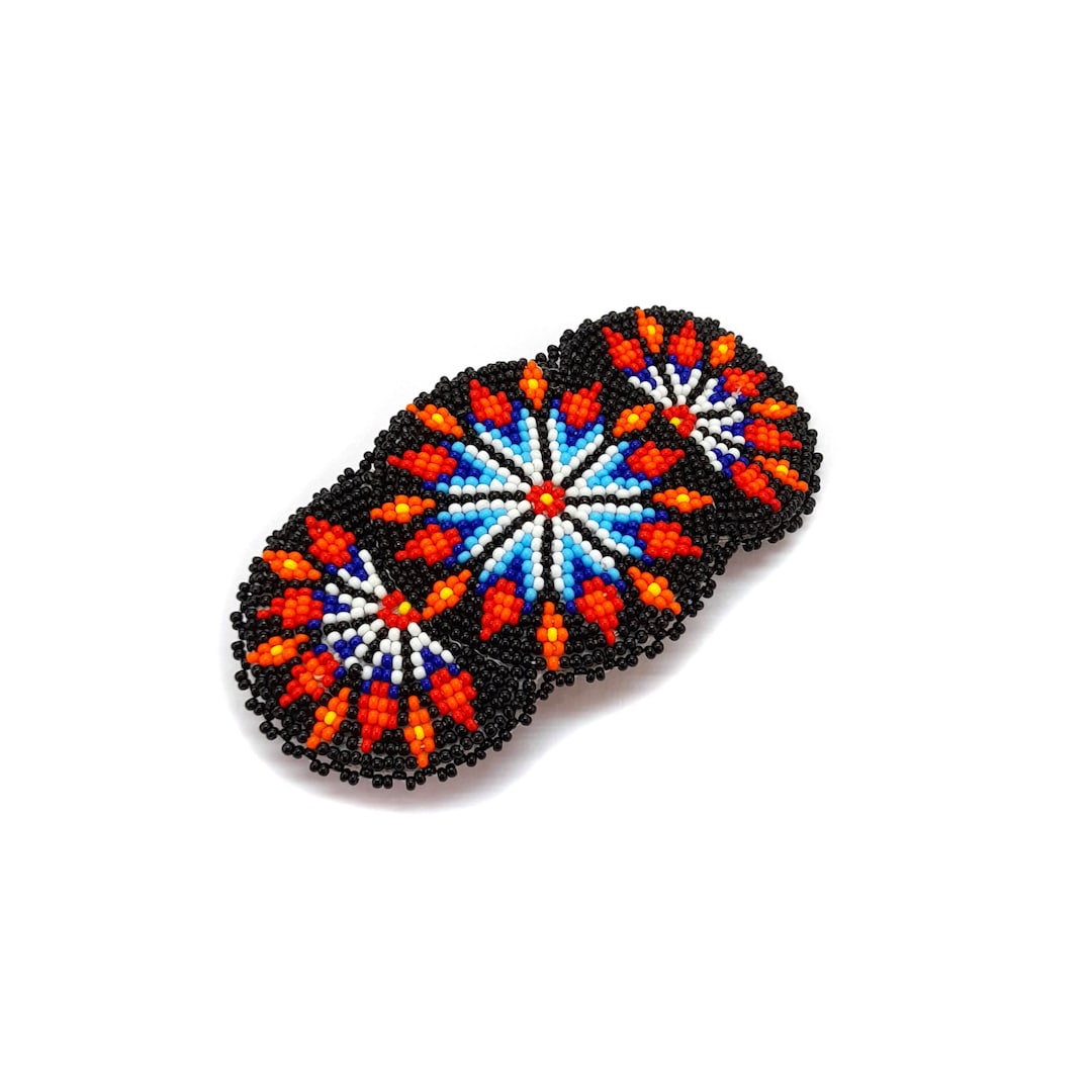 Black Multi Beaded Hair Clips, Native American Style Jewelry, Beaded
