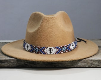 Beaded Hat Band Native American Style Southwestern Cowboy Rode Handmade  hatband