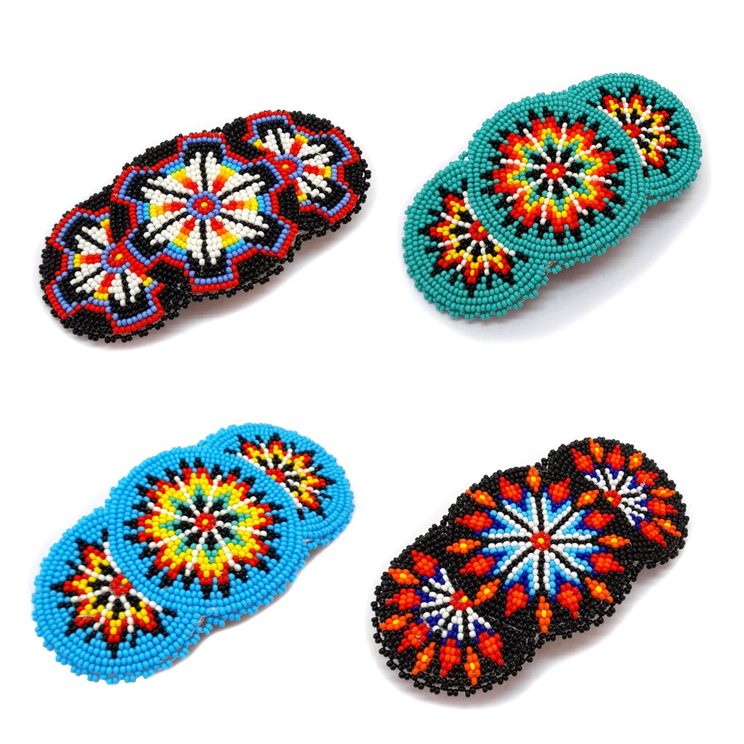 Multicolor Beaded Hair Clips, Native American Style Jewelry,beaded