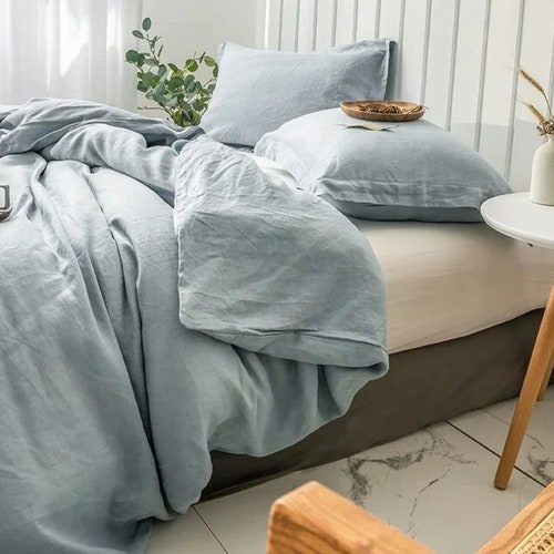 Linen Duvet Cover Dusty Blue Color Duvet Cover Boho Bedding Etsy