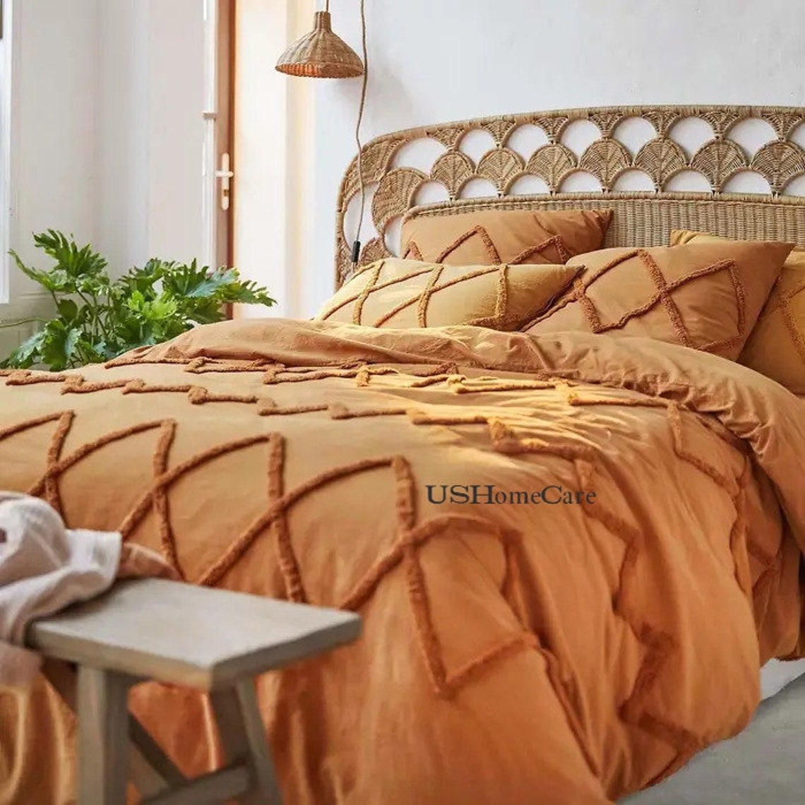 3 Pcs Bomi Tufted Cotton Duvet Cover Set Queen King Comforter Etsy