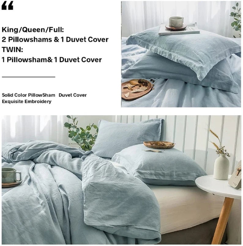 Linen Duvet Cover Dusty Blue Color Duvet Cover Boho Bedding Etsy