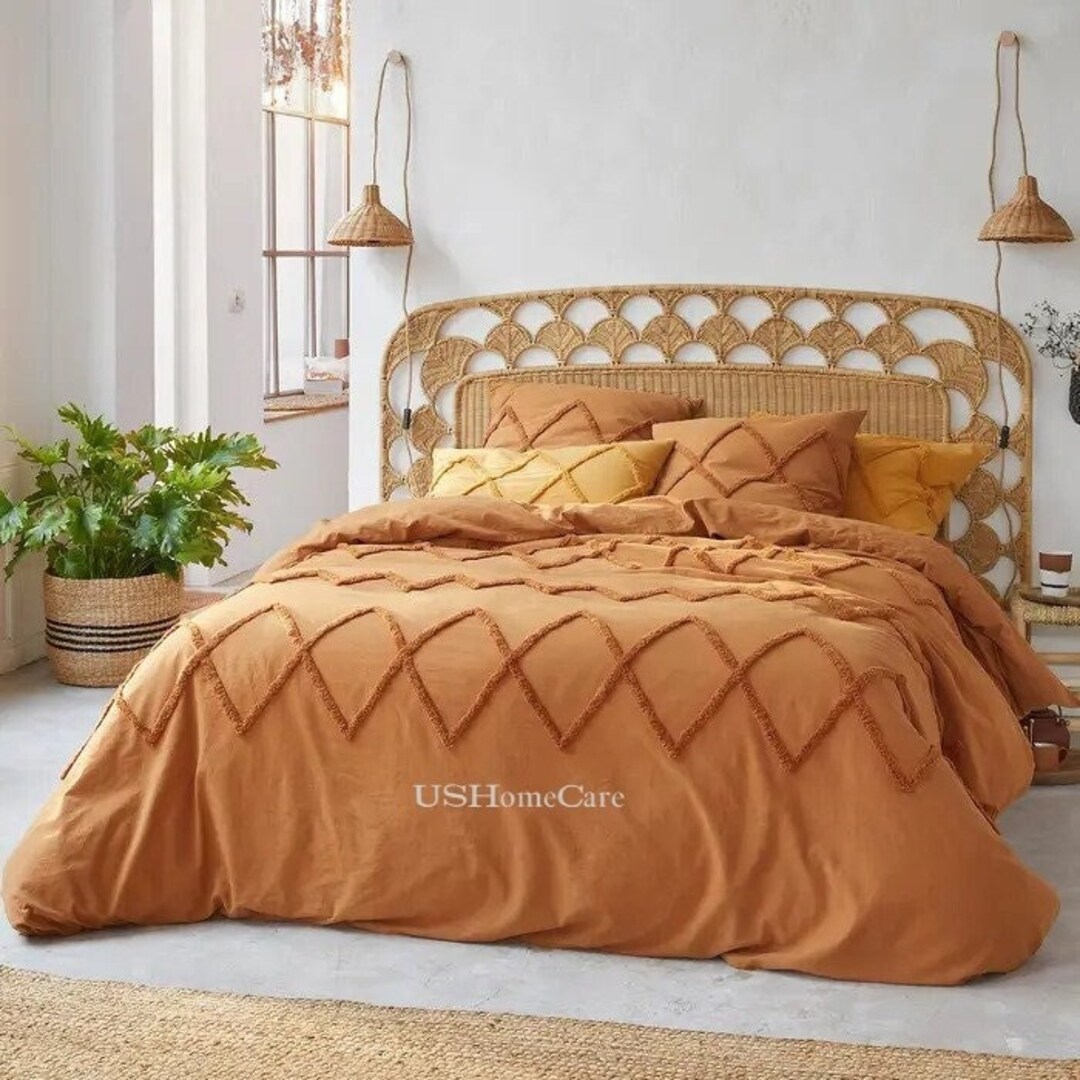 3 Pcs Bomi Tufted Cotton Duvet Cover Set Queen King Comforter Etsy