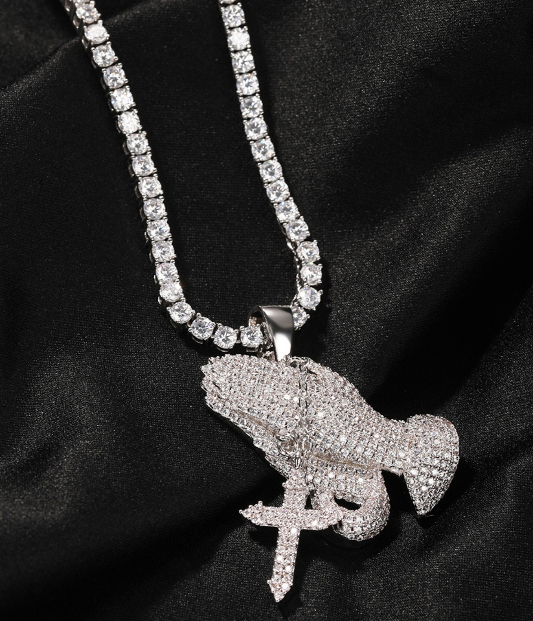 Praying Hand With Cross Pendant 