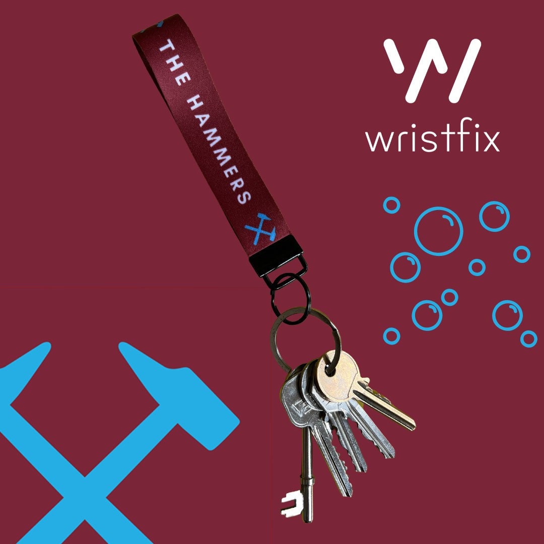 West Ham (Hammers) Wristlet - Key Ring - Key Chain - Bag Charm
