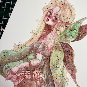 Picnic Fairy art print | 8x10” Fairycore cottagecore art print wall decor poster