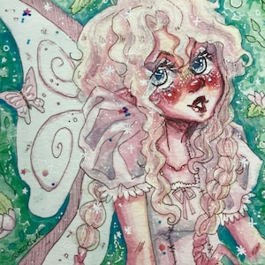 POND FAIRY 8x10” Art Print | cottagecore Fairycore wall art decor poster