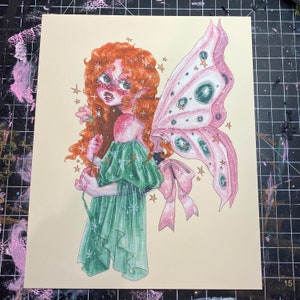 Flower Fairy art print | 8x10 inch art print wall art poster Fairycore cottagecore fairytale art