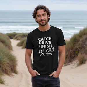 Men’s Funny Rowing Machine T-shirt, Catch Stroke Finish Cry, Gift For Rowers, Silly Rowing Tee In Organic Cotton