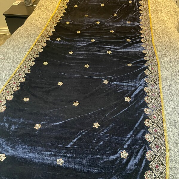 bridal dress with velvet shawl