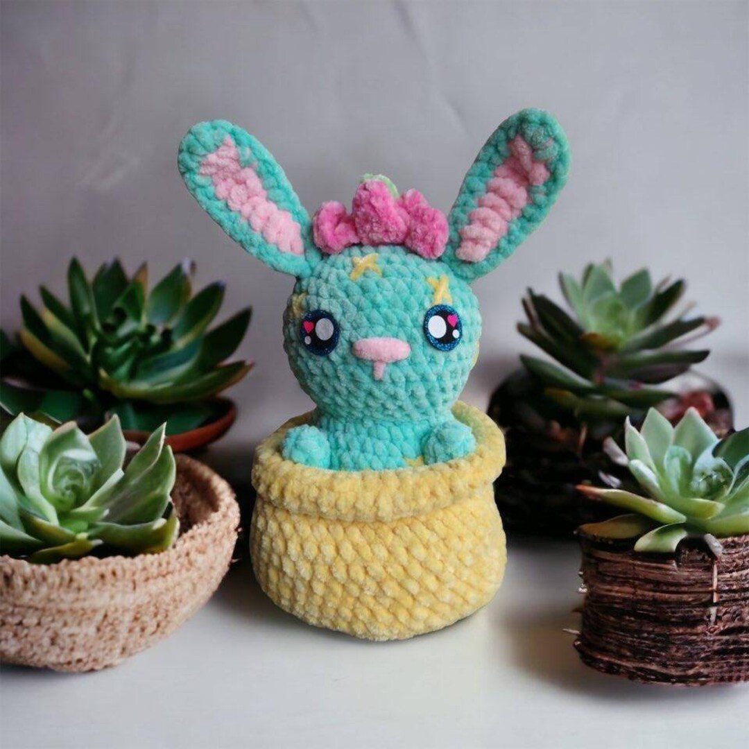 Squishable Mini Bunny Cactus Plush - 7x7x12 Inch Adorable Stuffed Animal Toy