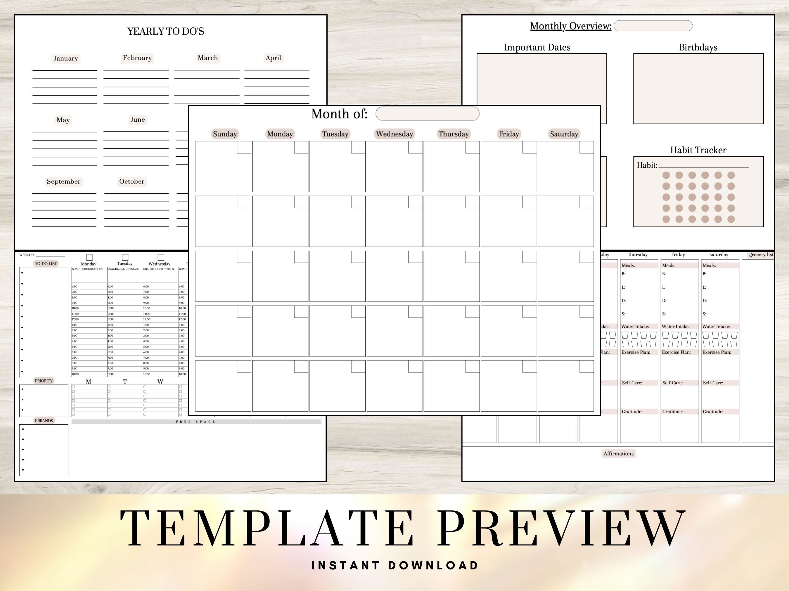 DIGITAL PLANNER 2024 Undated Digital Planner for iPad Paperlike Feel