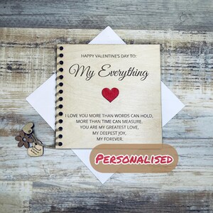 Carte de Saint-Valentin en bois personnalisée, cadeau romantique gravé pour ma femme, mari, petite amie, partenaire, petit ami, carte d'anniversaire personnalisée