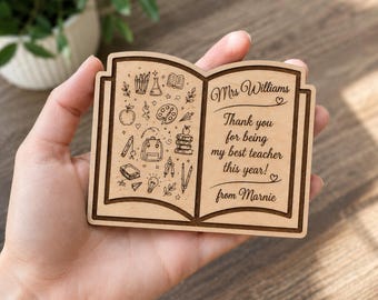 Personalised Teacher Magnet, Teacher Appreciation Gift, End of Year Teacher Gift, Wooden Teacher Gift, Custom Name Magnet