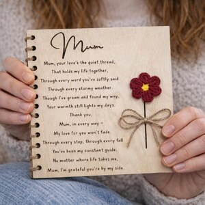 Handmade Wooden Mother’s Day Card, Personalized Thank You Gift for Mum, Heartfelt Message Keepsake, Unique Mothers Day Present, Mum birthday image 2