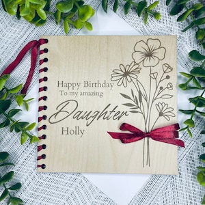 carte d'anniversaire personnalisée pour fille, carte d'anniversaire en bois 18e 20e 30e 40e 50e 60e carte d'anniversaire cadeau d'anniversaire carte d'anniversaire unique 001