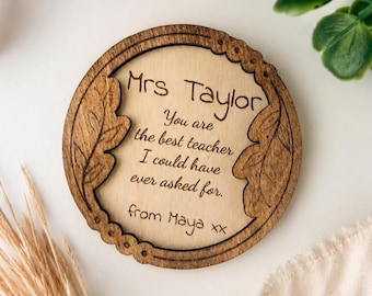 Personalised Teacher Magnet | Teacher Thank You Gift | Custom Wooden Fridge Magnet | End of Year Teacher Present