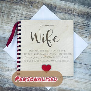 Carte en bois personnalisée pour femme, cadeau d'anniversaire romantique, note d'amour personnalisée, carte d'anniversaire pour femme, cadeau d'anniversaire unique personnalisé