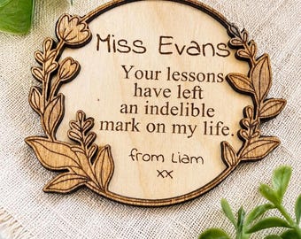 Personalized Teacher Magnet | Wooden Fridge Magnet Gift for Teacher | Custom Teacher Appreciation Gift from Student