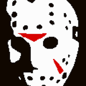 May include: A white hockey mask with black eye holes and a red slash across the face. The mask is a popular Halloween costume accessory.