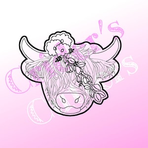 Highland Cow with Flowers Cookie Cutter