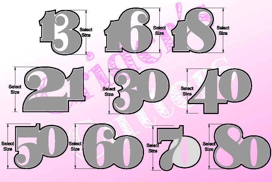 Number Cookie Cutters 13 16 18 21 30 40 50 60 70 80