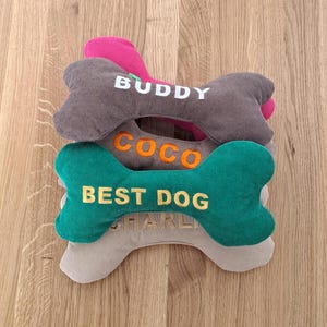 Hueso de perro hecho a mano, regalo personalizado para cachorros, juguete de tela suave para masticar para perros y cachorros