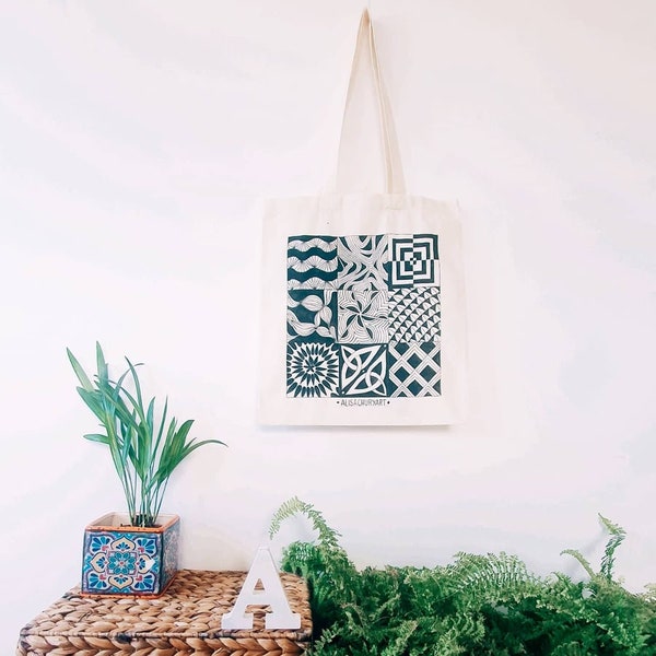 Natural Tote Bag, Patterns, Custom Design, Cotton Canvas Shopping Bag