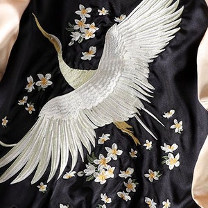 Women's Handmade Embroidered White Crane Bird Jacket. - Etsy