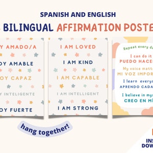 Spanisches Klassenzimmer Dekor, Affirmation Poster für Kleinkinder, Vorschule | 3er Set Druckbare Affirmation Poster für Kinder | Digitale Poster | PDF