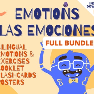 Libro de aprendizaje de sentimientos y emociones, tarjetas didácticas para español bilingüe, tarjetas didácticas y carteles imprimibles para preescolar, tarjetas didácticas de emociones para niños