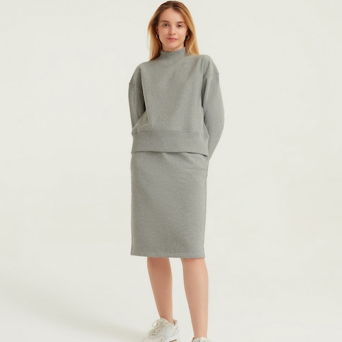 Gray Knitted Marginal Series shops Sweatshirt-Skirt Set