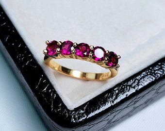 Natuurlijke Rhodoliet-granaat bandring, 925 sterlingzilveren ring, Rhodoliet-granaat trouwring, paarse Garnet Eternity handgemaakte bandring,